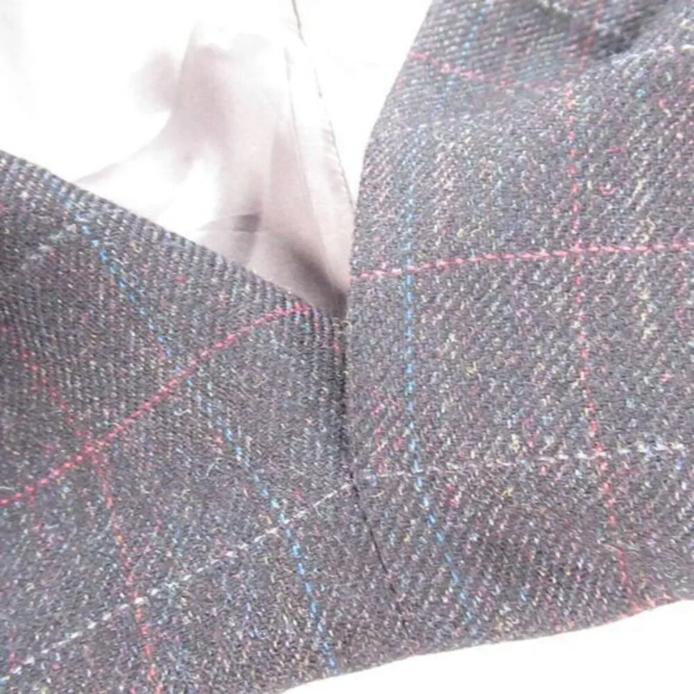 Christian Dior Wool Blazer Mens 42R Gray Check Sport Coat 2‎ Button Single Vent